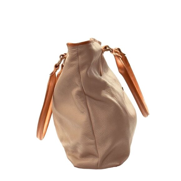 VALENTINA Women's Genuine Leather Tote Bag Beige Tan Interior Pockets Italian - Picture 6 of 14